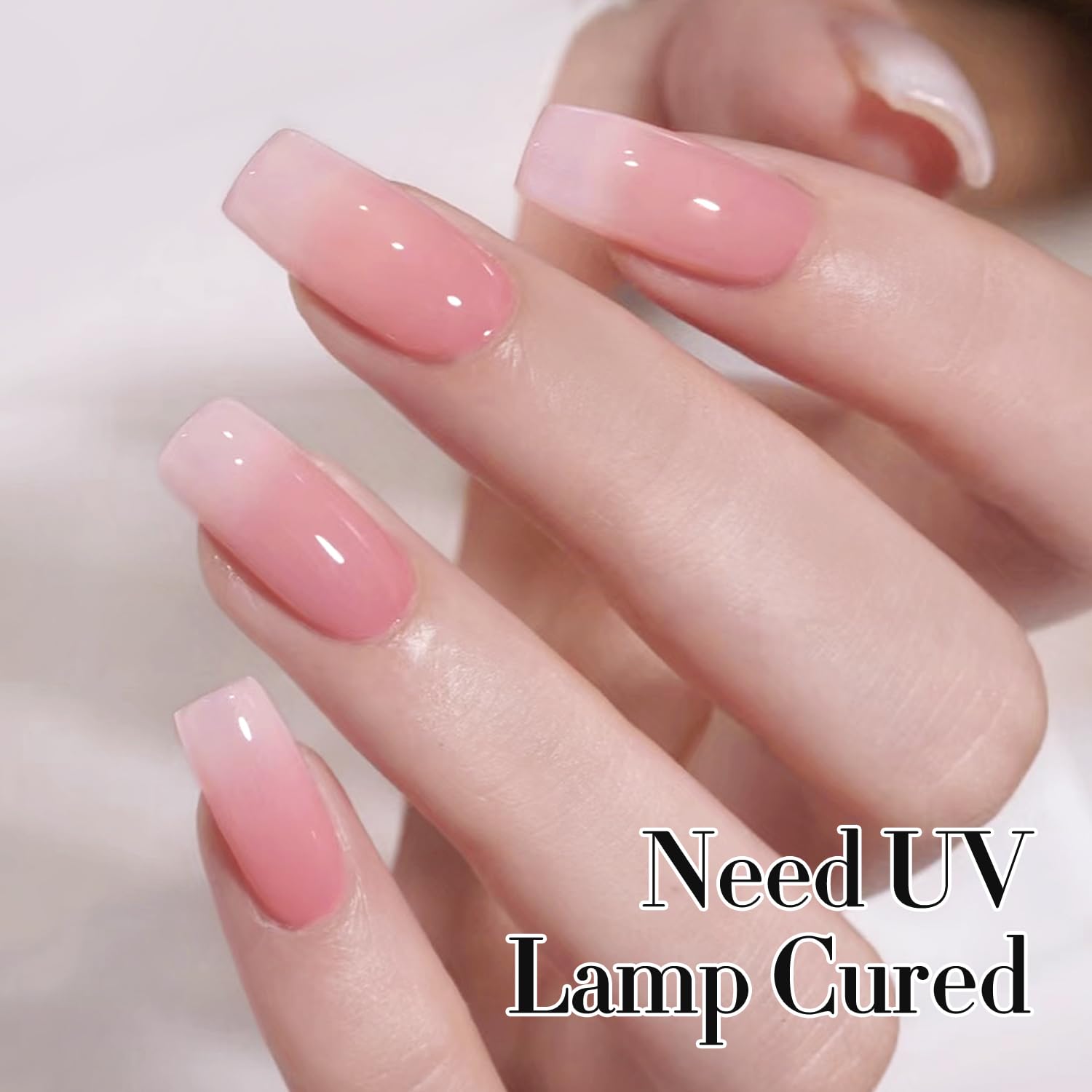 Double Rhythm jelly gel polish swatch reveals a soft pink shade with versatile wear.