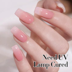 Double Rhythm jelly gel polish swatch reveals a soft pink shade with versatile wear.