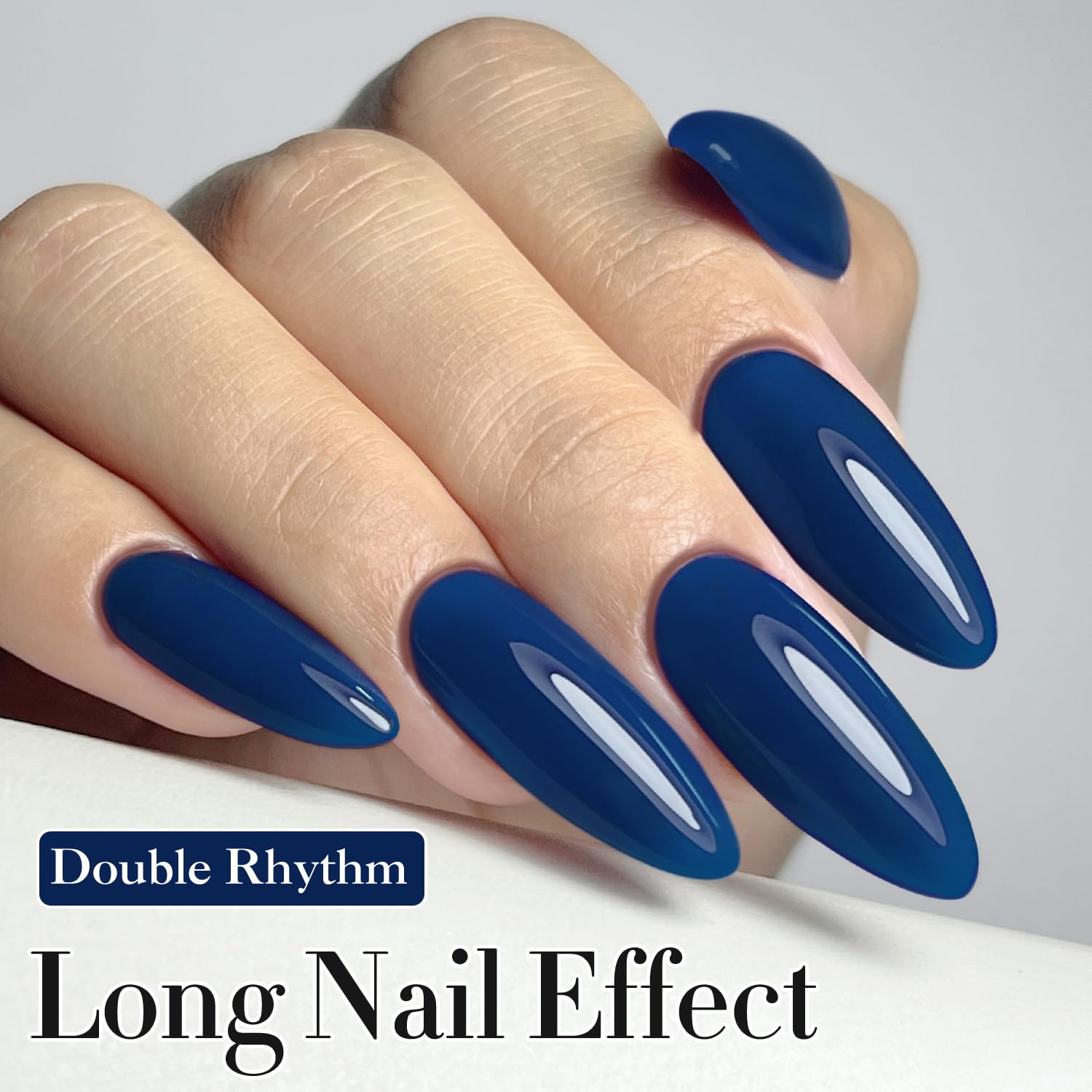Double Rhythm navy blue jelly polish swatches show milky translucent finish