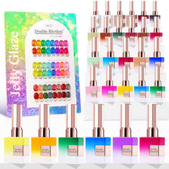 Double Rhythm Neon Jelly Collection bottle closeup shows vibrant colors for at-home manicures.