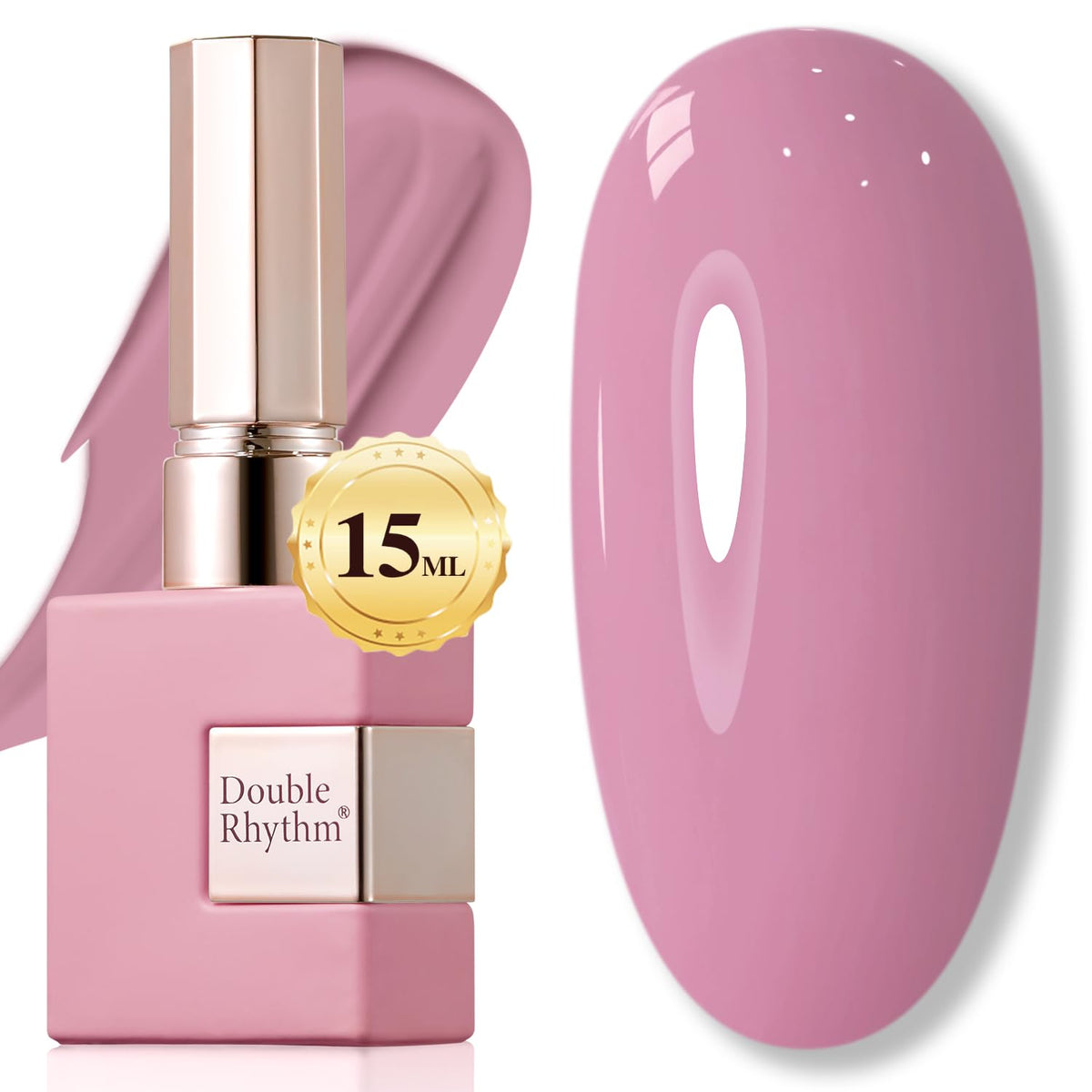 Double Rhythm pale pink gel polish bottle ready for at-home salon quality manicure.