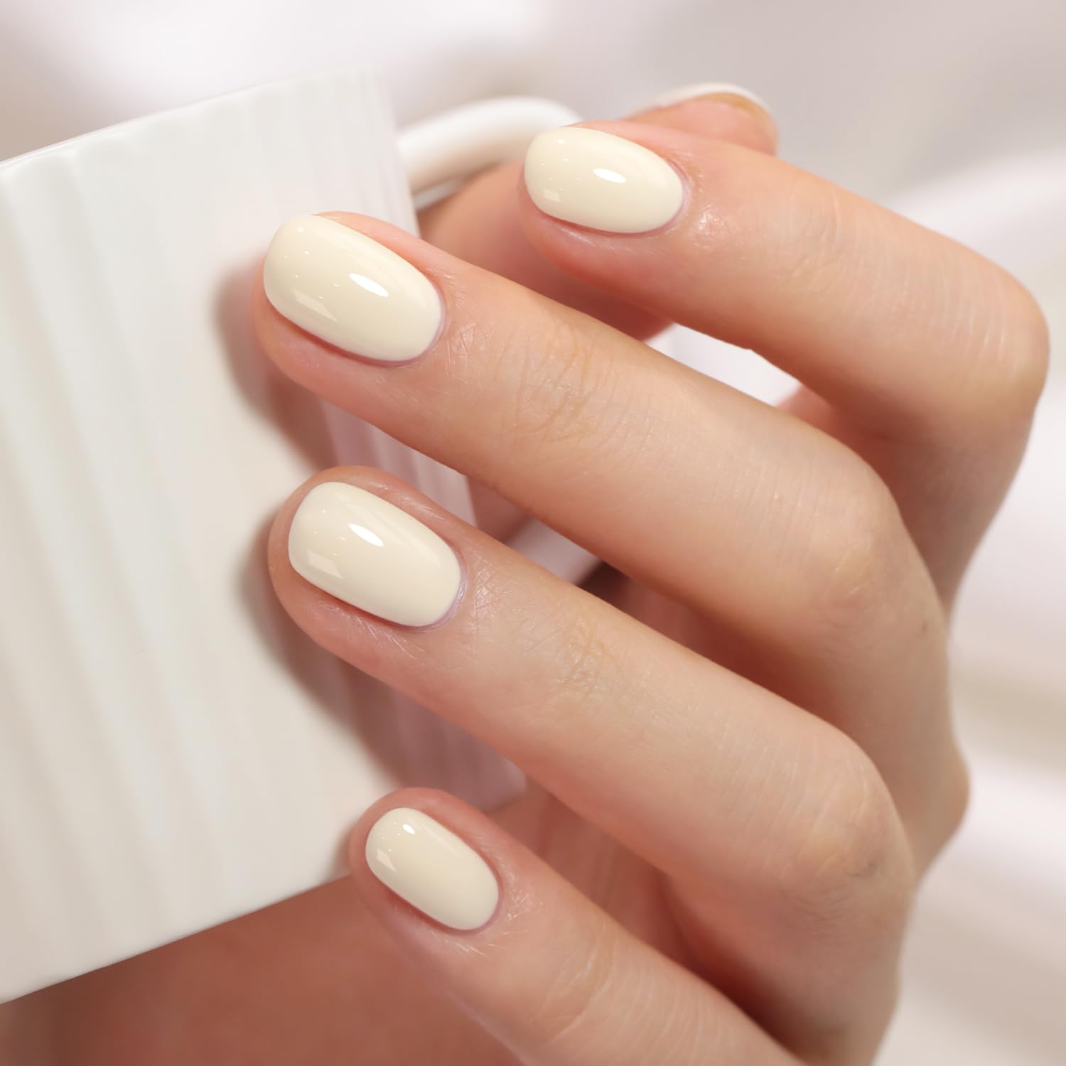 Double Rhythm beige-white gel polish bottle with label for pure sheer nail color