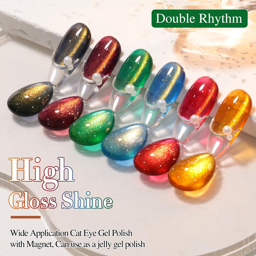 Shimmer color showcase from Double Rhythm gel polish collection