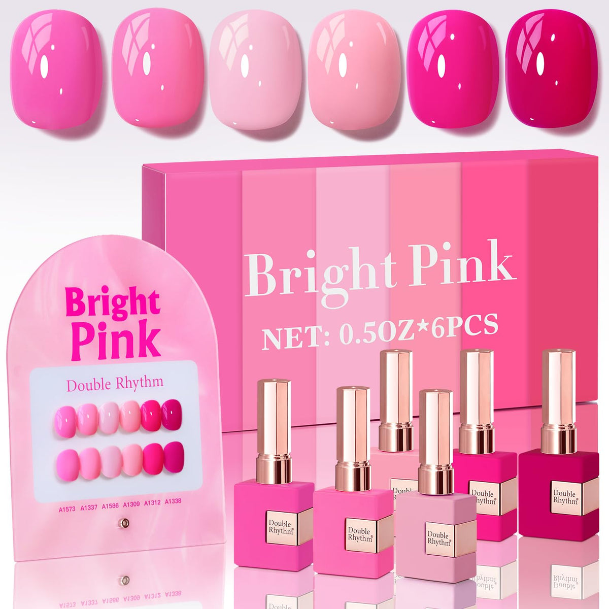 Double Rhythm 6pcs gel polish bottle closeup showing vibrant color and high shine.