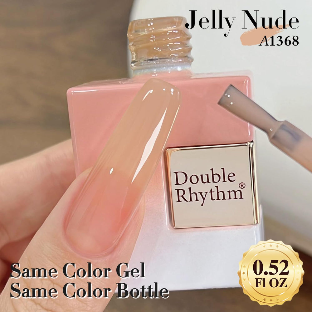 Double Rhythm nail-art close-up highlights glossy finish and smooth layering.
