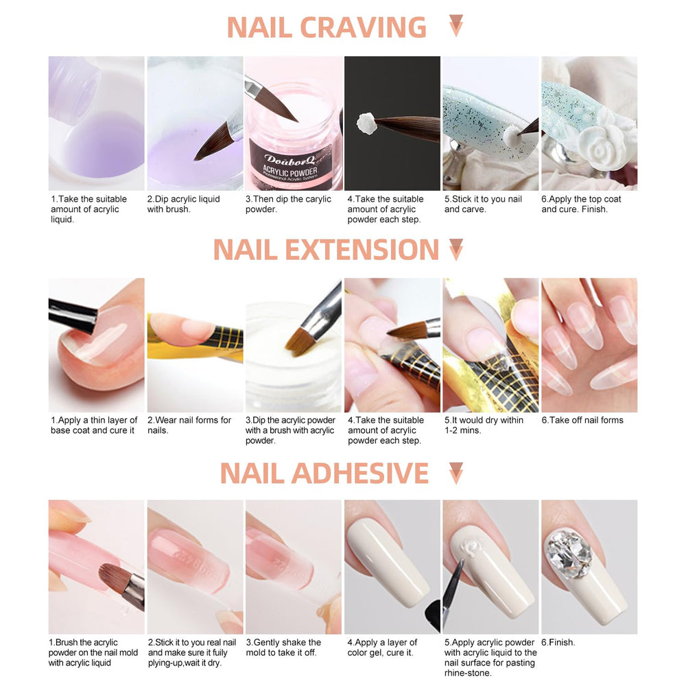 DouborQ acrylic nail brush set delivers smooth color application
