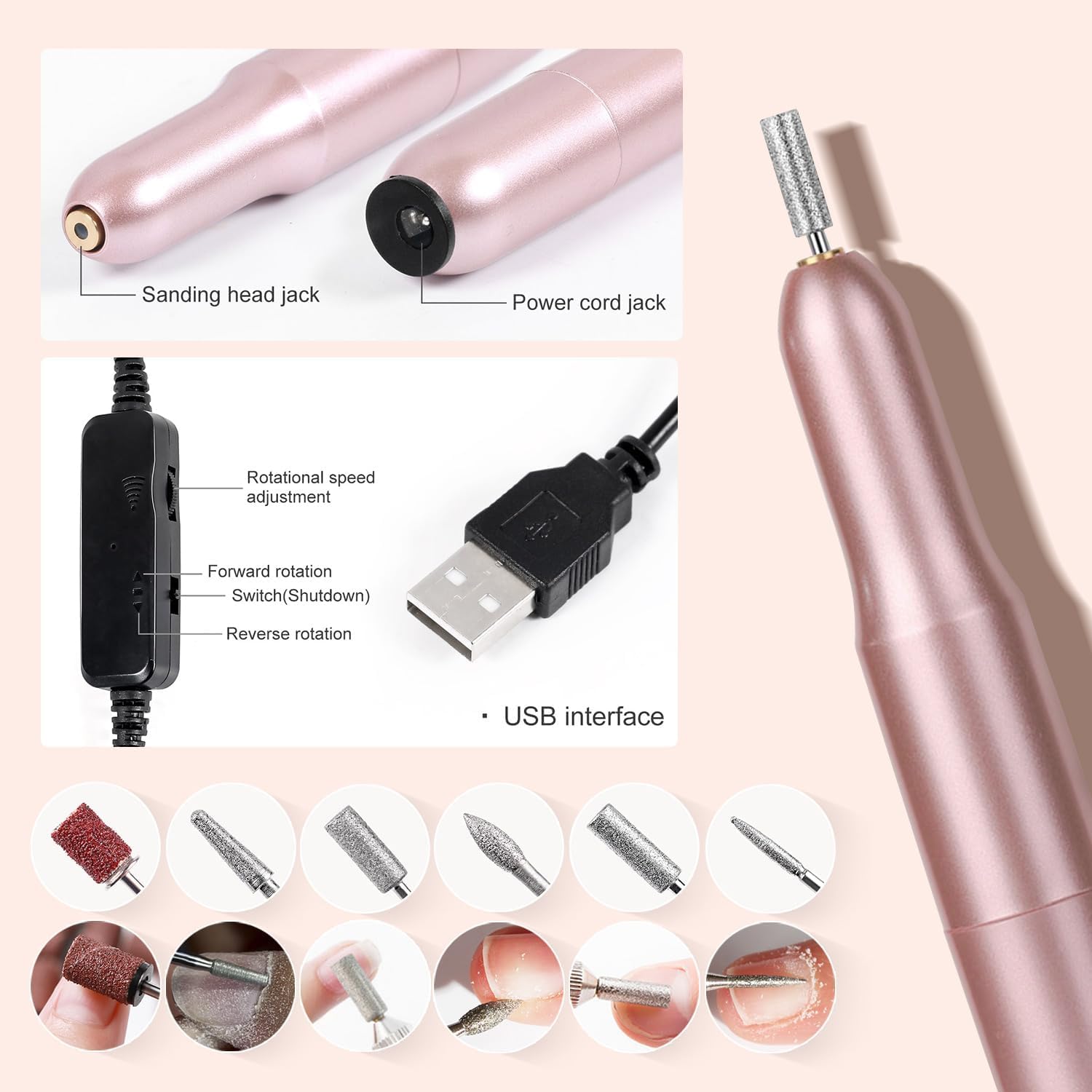 DouborQ acrylic nail kit six glitter powder colors for vibrant DIY nails.