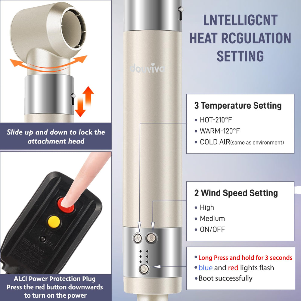 Douviva hot air styler control panel with settings