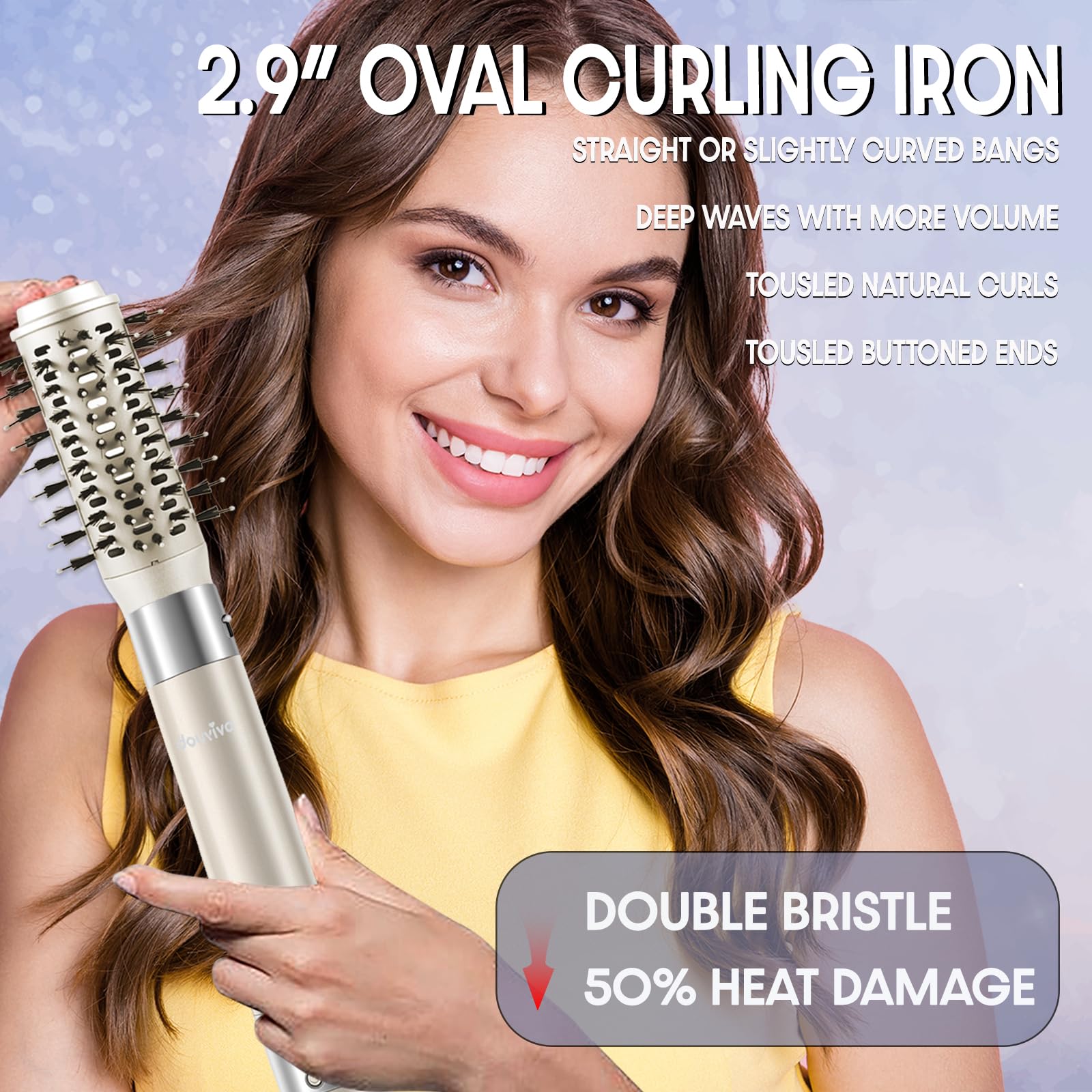 Douviva oval curling wand in action creating natural curls