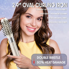 Douviva oval curling wand in action creating natural curls