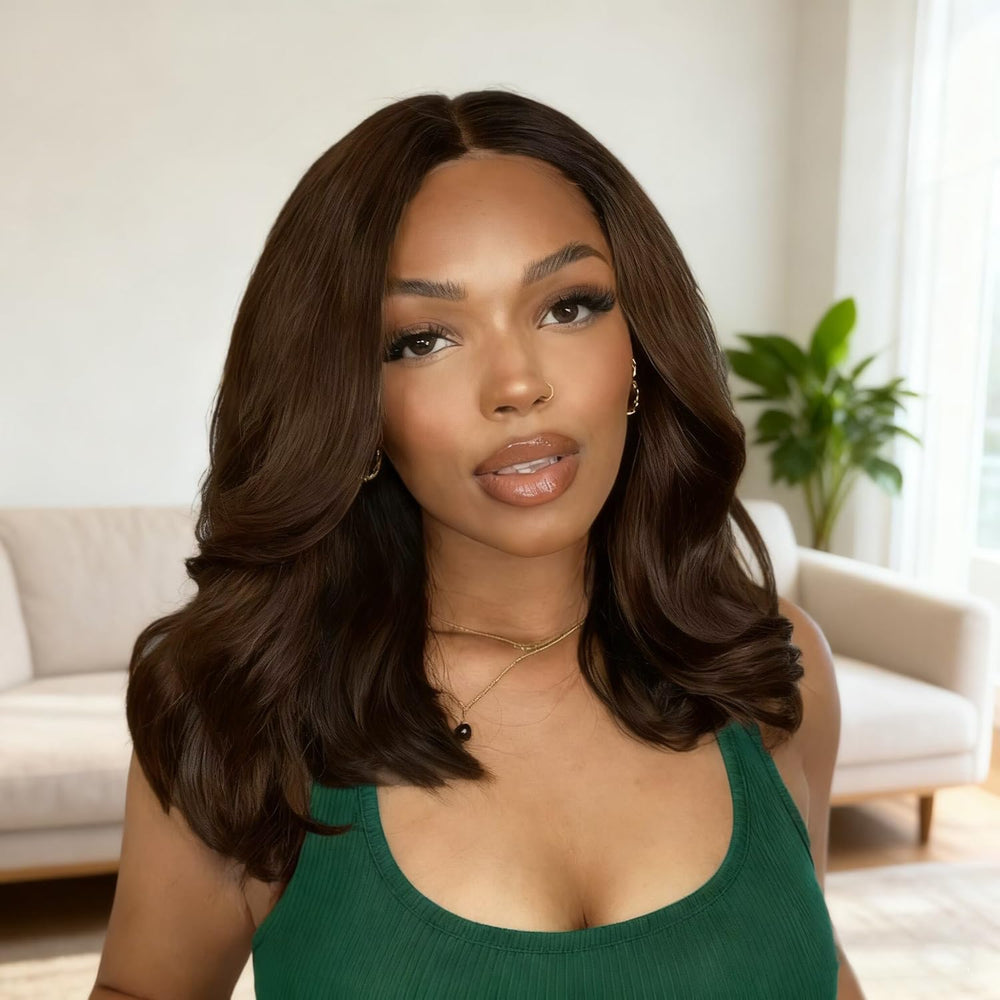Douyin brown bob wig front lace close-up shows natural hairline for authentic daily wear.
