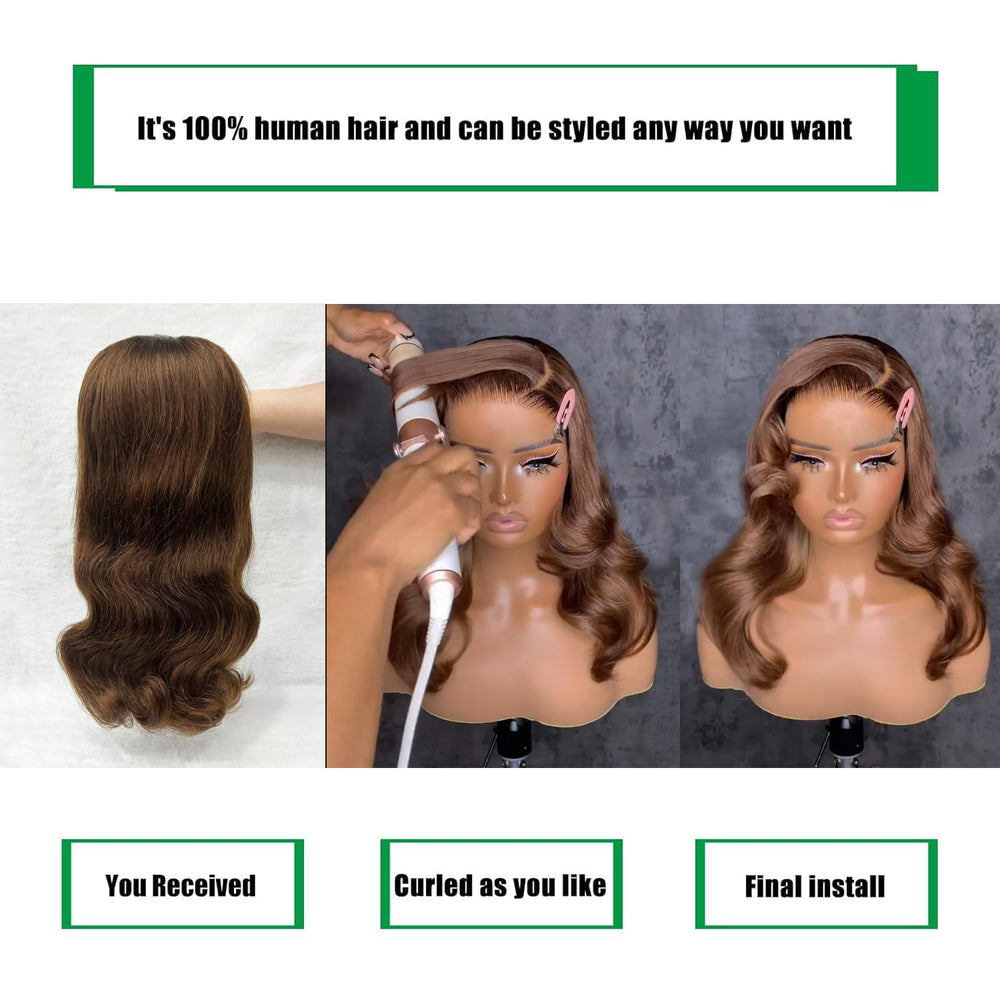 Douyin brown wig density 180% for full-volume look.