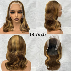 Douyin hd lace front wig 13x4 bob 14 inch showcases natural parting options.