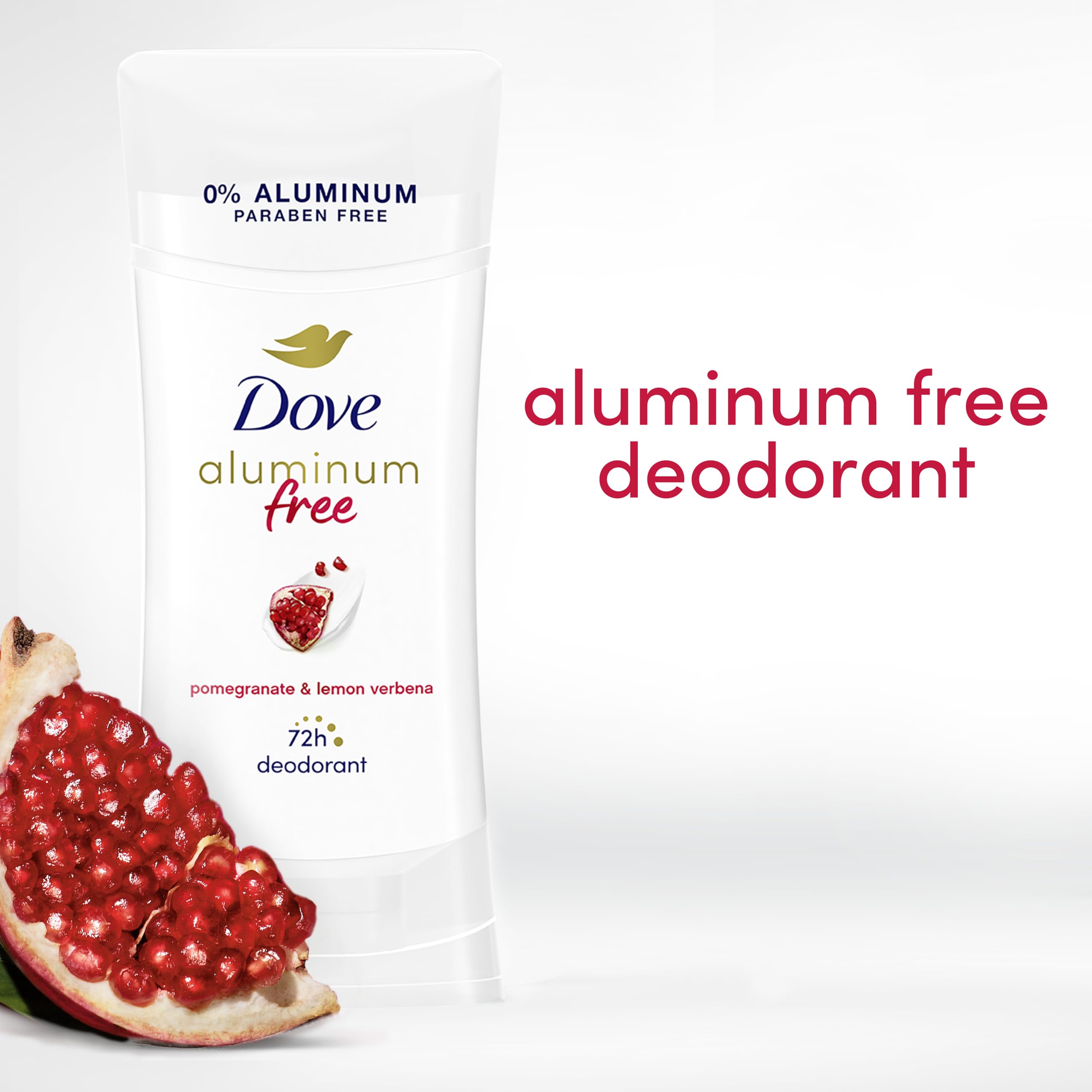 Dove 0-percent aluminum deodorant stick application shows smooth glide for daily use.