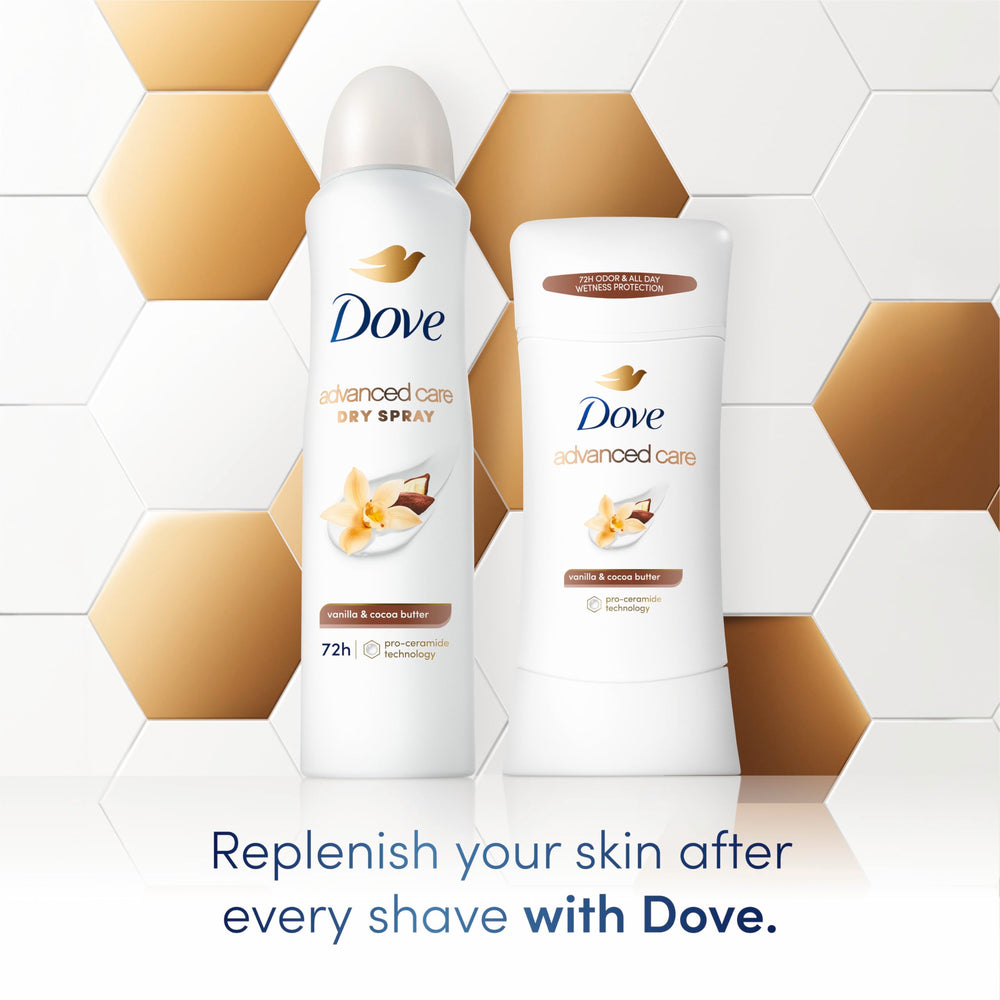 Dove 72-hour odor-control label shown on stick for long-lasting freshness.