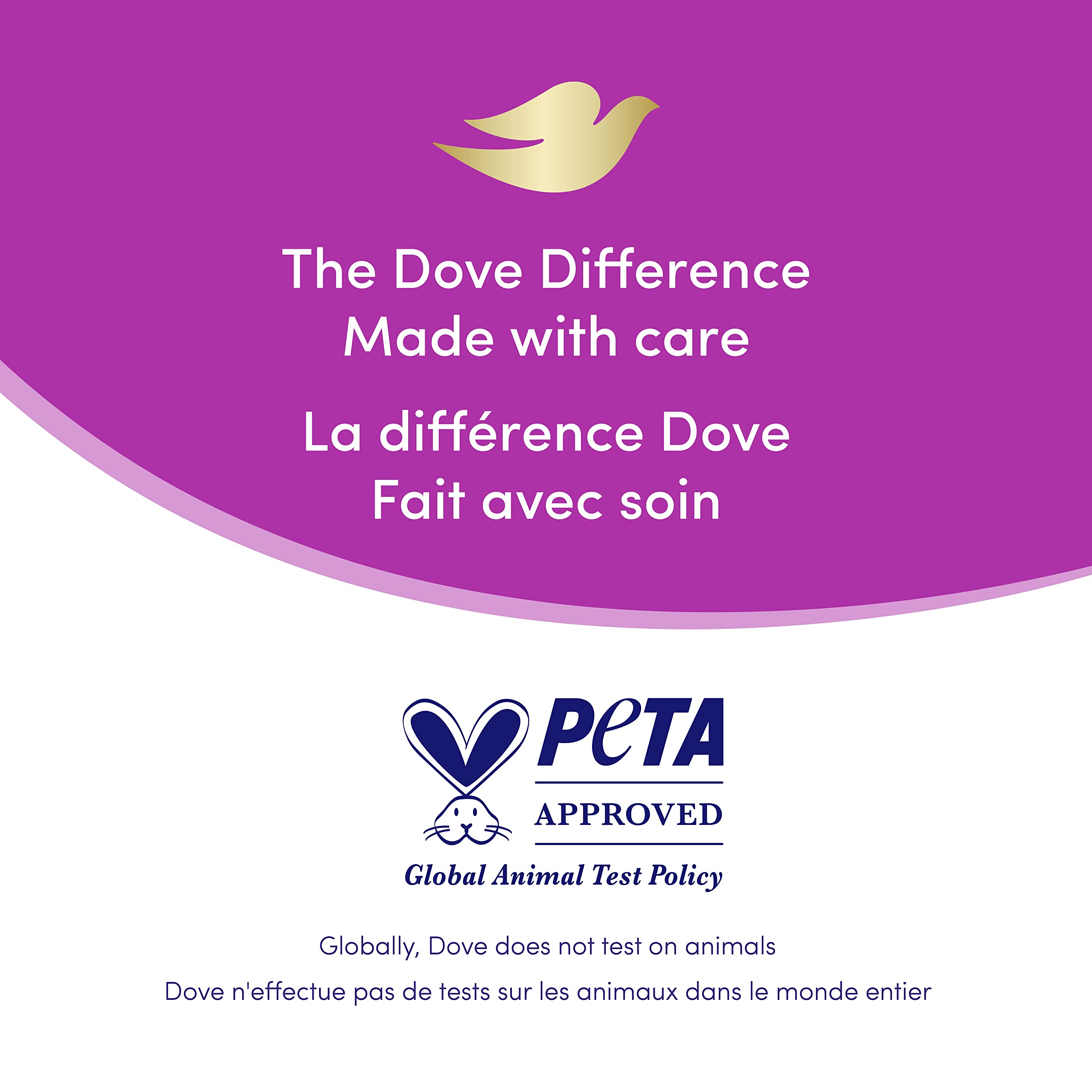 Dove Advanced Care alcohol-free formula shown with clean ingredient visuals.