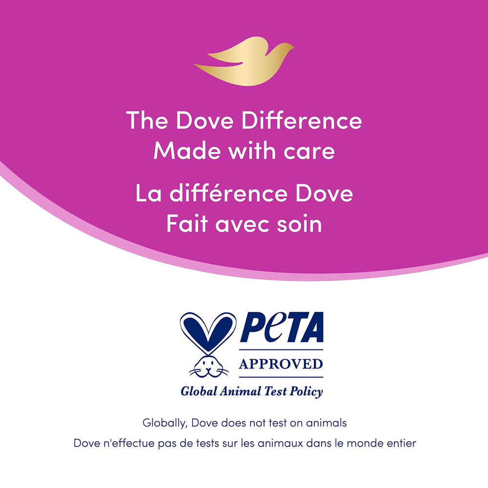 Dove Advanced Care alcohol-free formula shown with clean ingredient visuals.