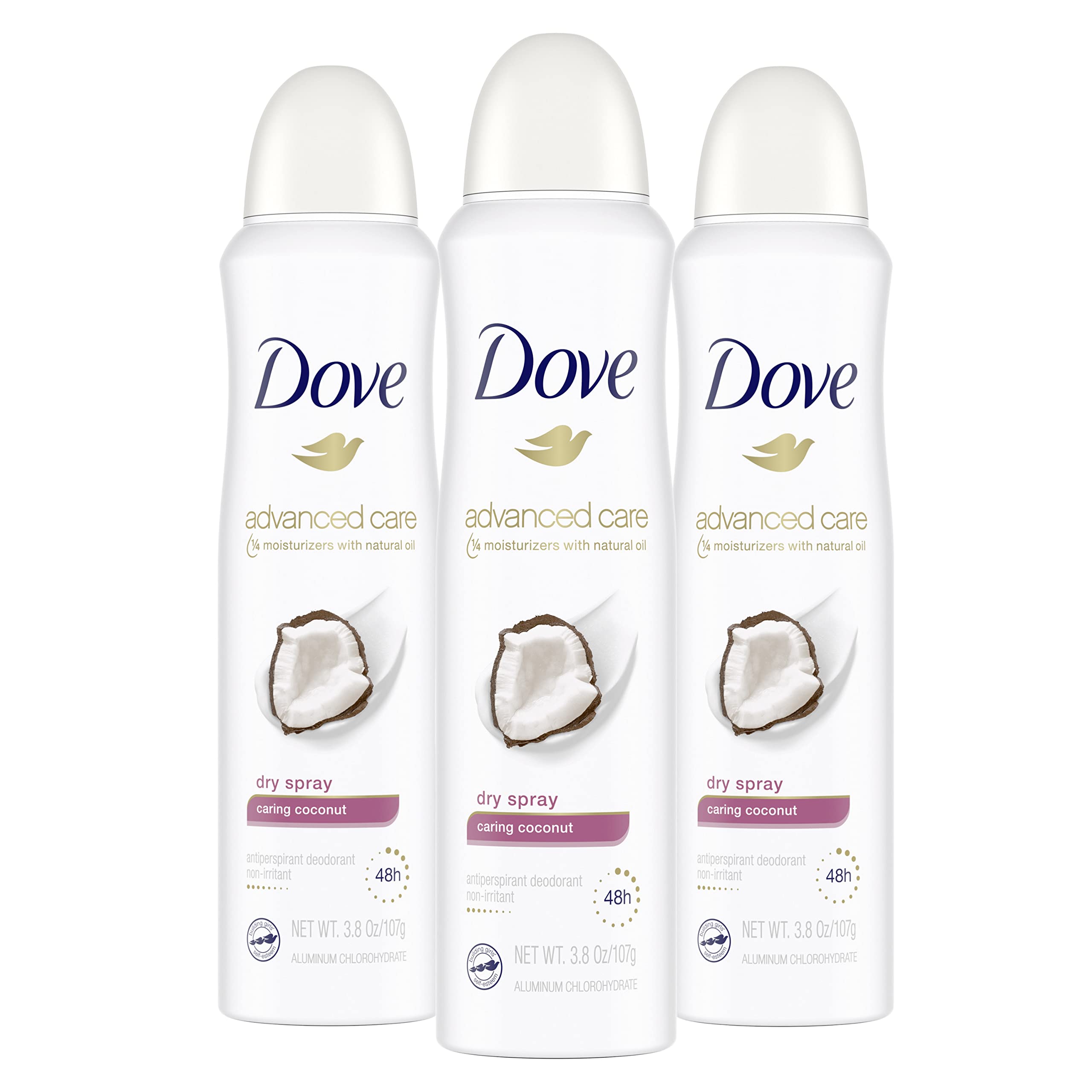 Dove Advanced Care Caring Coconut dry spray bottle for all-day protection