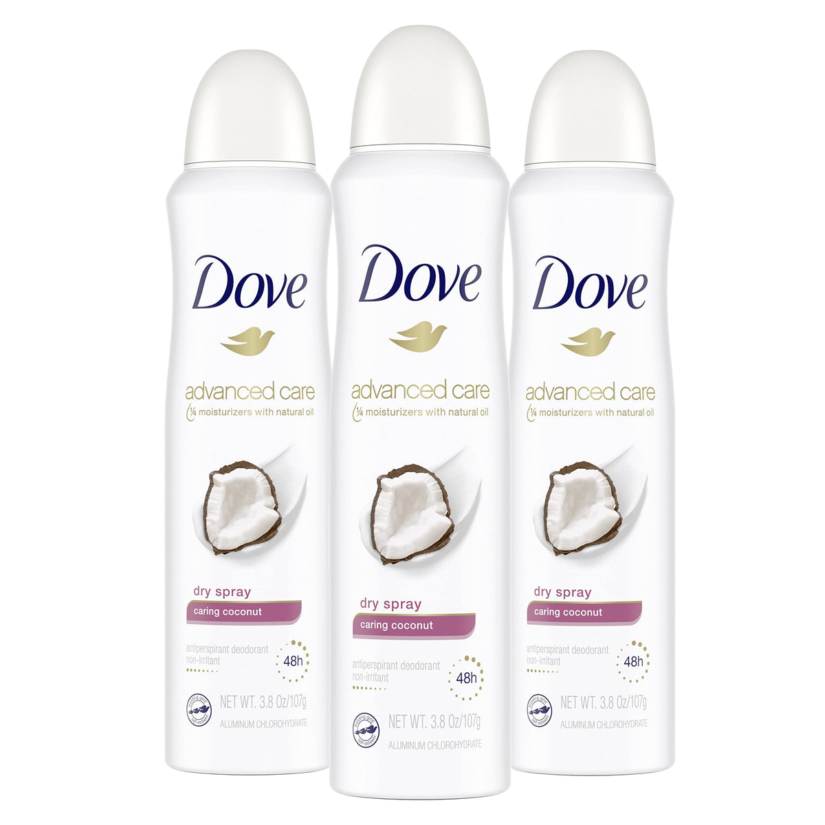 Dove Advanced Care Caring Coconut dry spray bottle for all-day protection