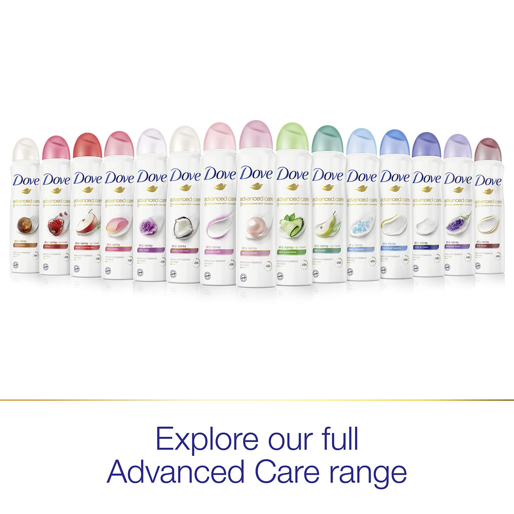 Dove Advanced Care Caring Coconut spray in-use for quick refreshment and comfort
