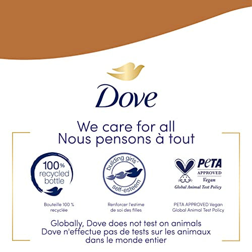 Dove Advanced Care Hand Wash bottle on shelf shows 100% recycled plastic packaging