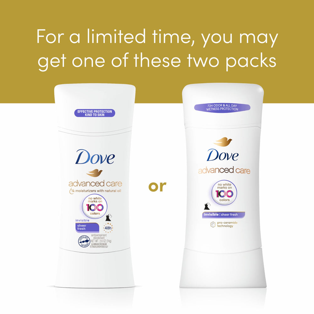 Dove Advanced Care invisible stick leaves no white marks on 100 colors.