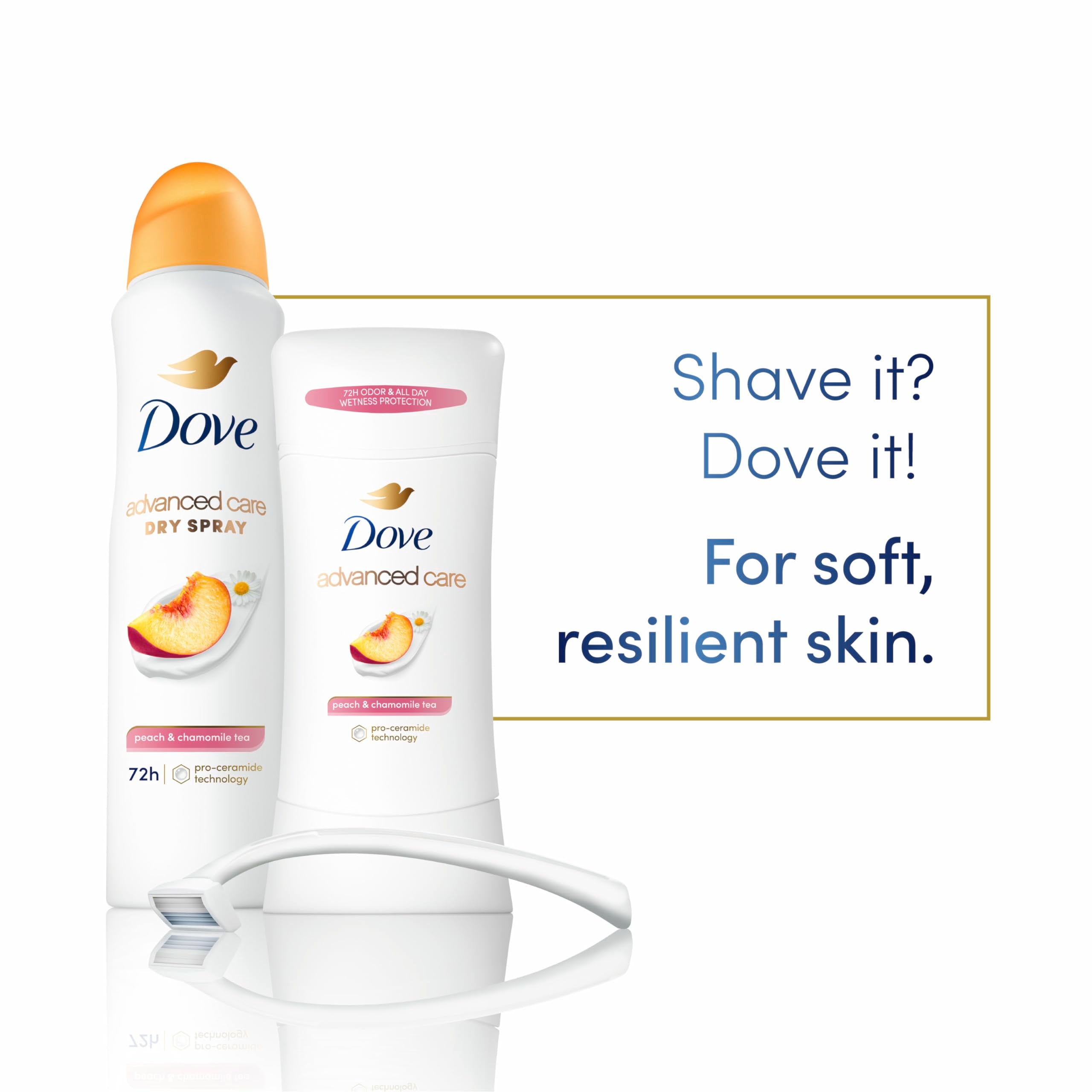 Dove Advanced Care peach chamomile fragrance enhances a calming daily scent