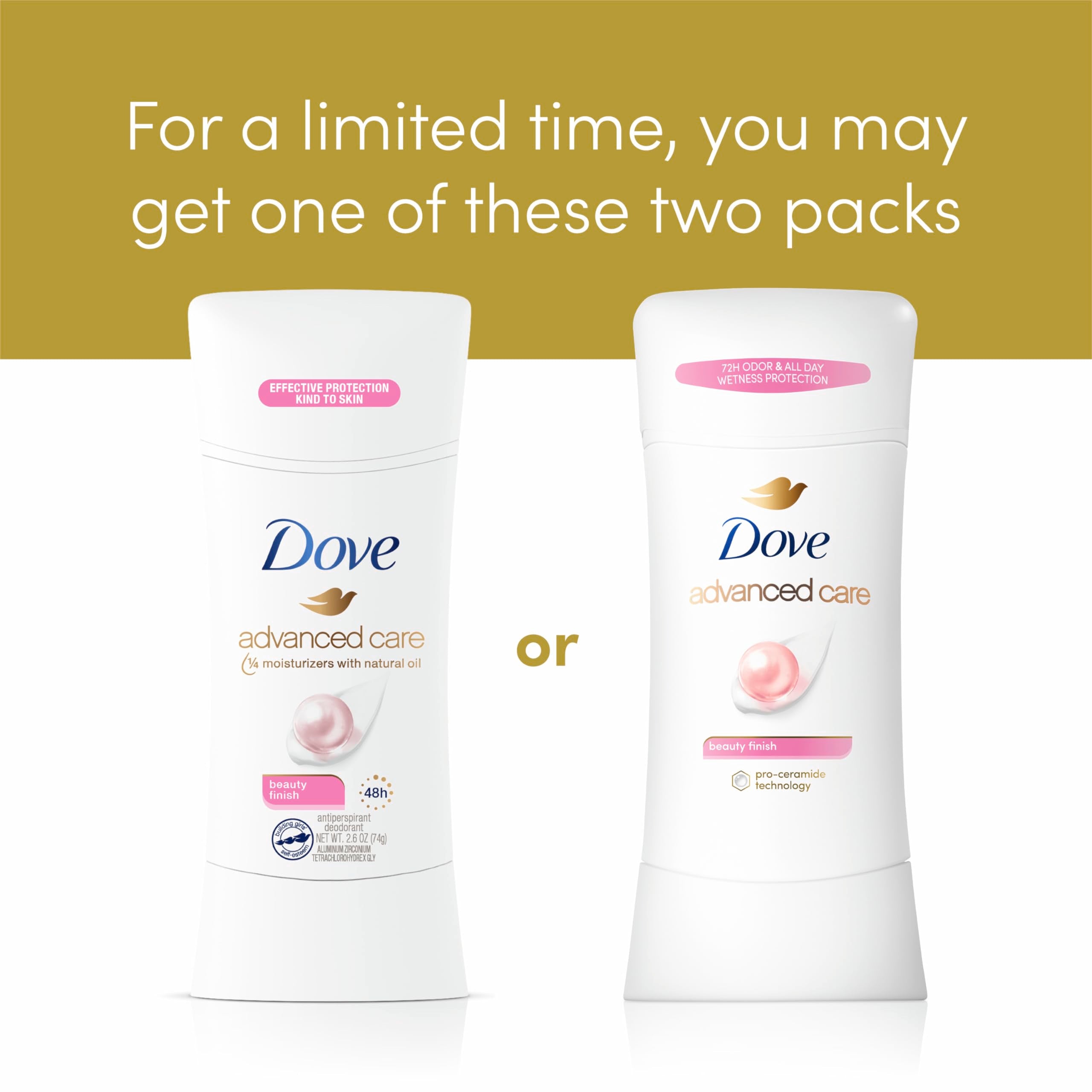 Dove Advanced Care Pro-Ceramide Technology supports skin barrier after shaving.