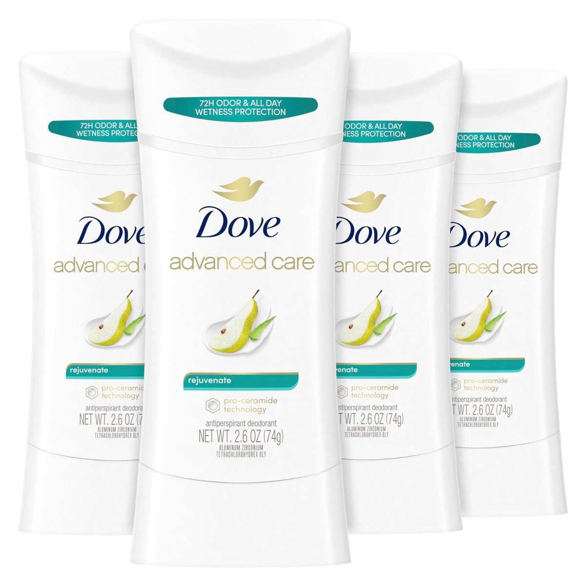Dove Advanced Care Rejuvenate stick close-up showing creamy texture for barrier-supporting care