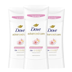Dove Advanced Care Sakura Blossom and Yuzu deodorant stick ready for application, delivering soft underarms.