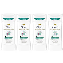 Dove Advanced Care Sheer Cool antiperspirant stick application for all-day freshness and gentle protection.