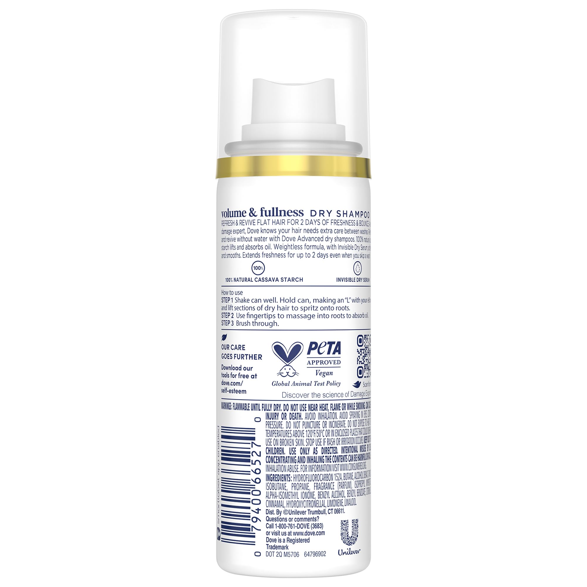 Dove dry shampoo spray on roots shows quick oil absorption and lift.