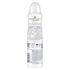 Dove deodorant spray nozzle demonstrated for easy, quick-dry use.