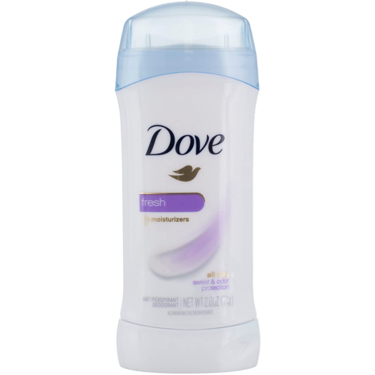 Dove Antiperspirant Deodorant Fresh pack two sticks showcasing 24-hour protection.