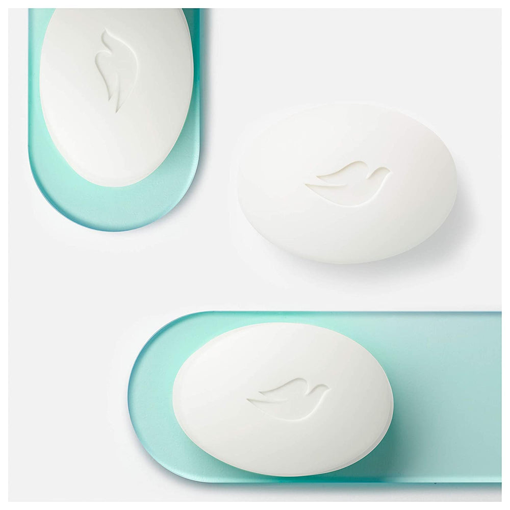 Dove bath bars closeup smooth rectangular bars signaling easy lather for gentle wash