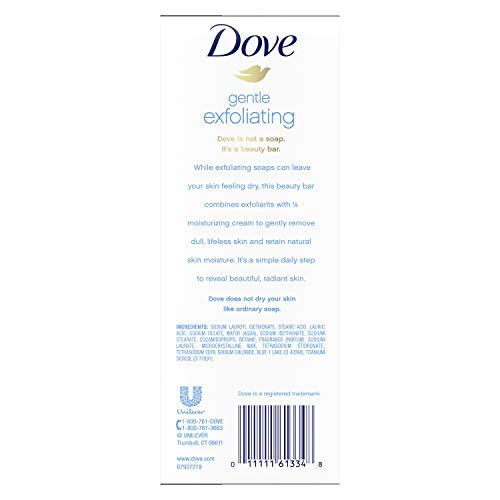 Dove beauty bar exfoliating-beads closeup shows gentle removal of dull skin.