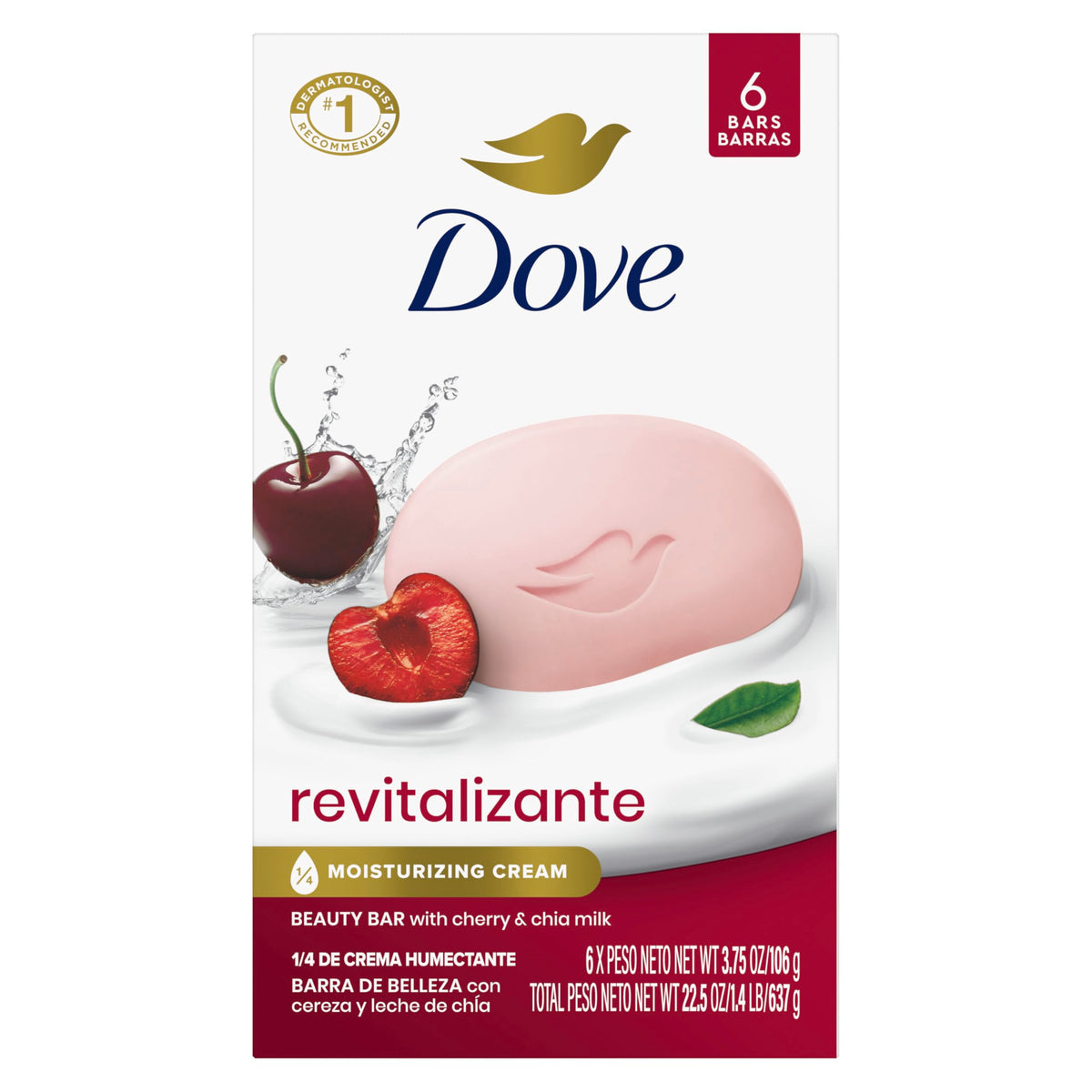 Dove Beauty Bar Revitalizante Cherry-Chia Milk bar ready for a nourishing cleanse that moisturizes