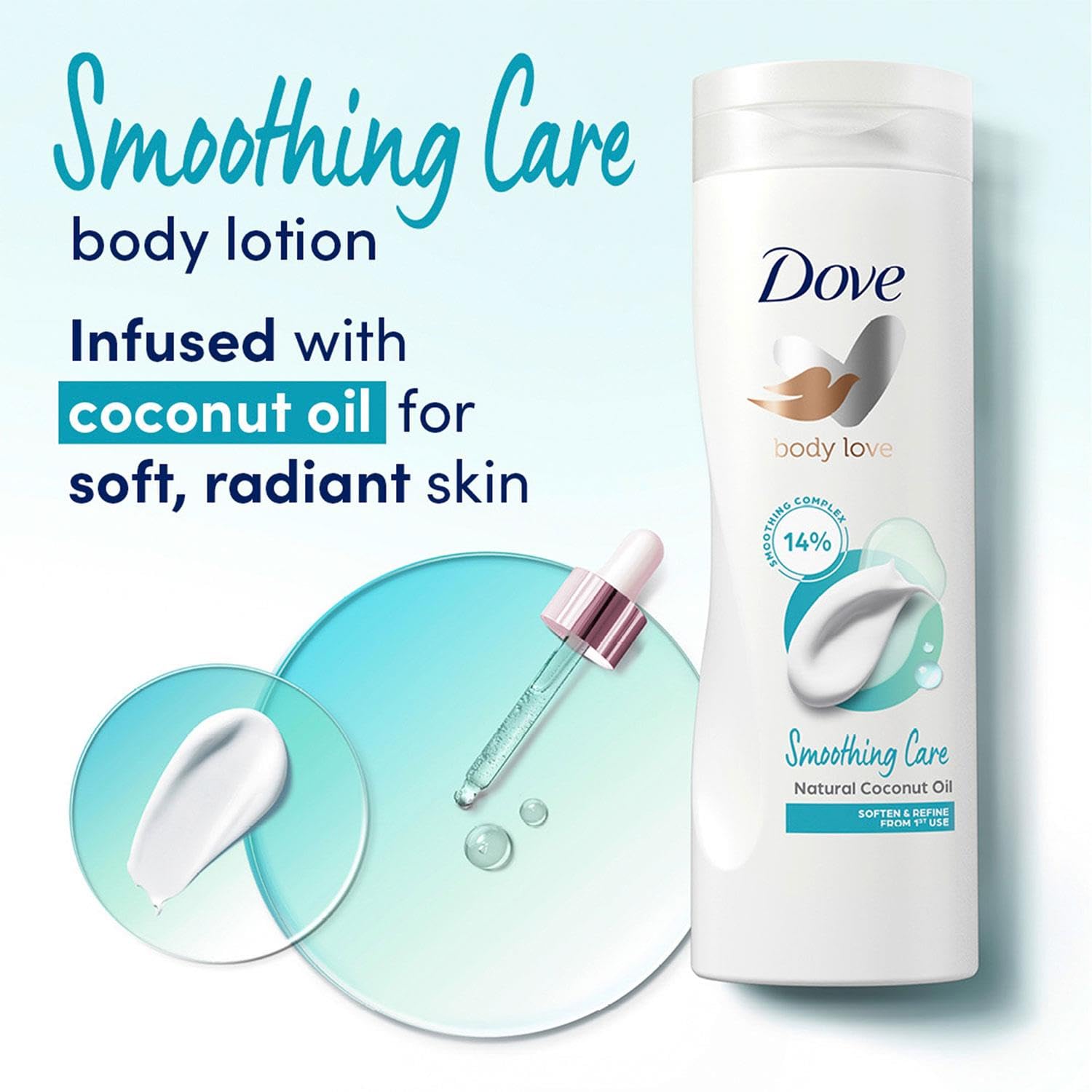 Dove Restoring Ritual packaging display emphasizes value and travel-friendly size.