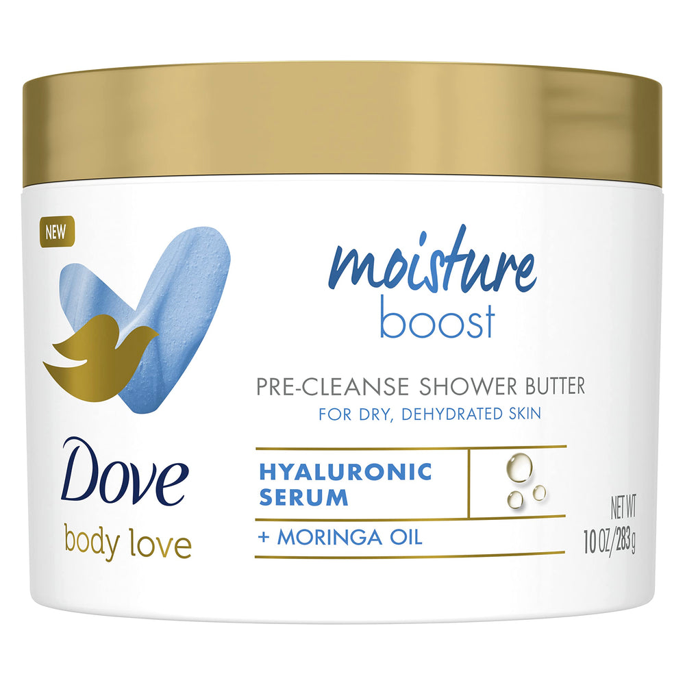 Dove Body Love Moisture Butter jar closeup showing rich hydration for pampering skin.