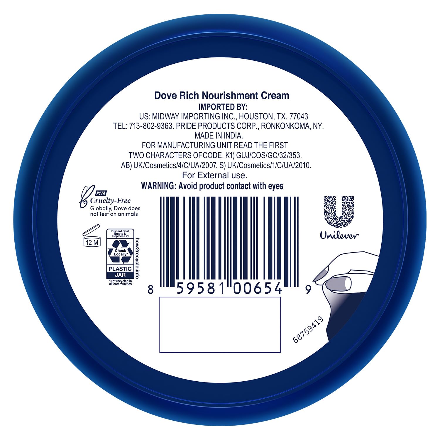 Dove Body Love Rich Nourishment Cream travel-size jar supports on-the-go moisturization.