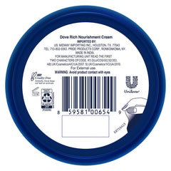 Dove Body Love Rich Nourishment Cream travel-size jar supports on-the-go moisturization.
