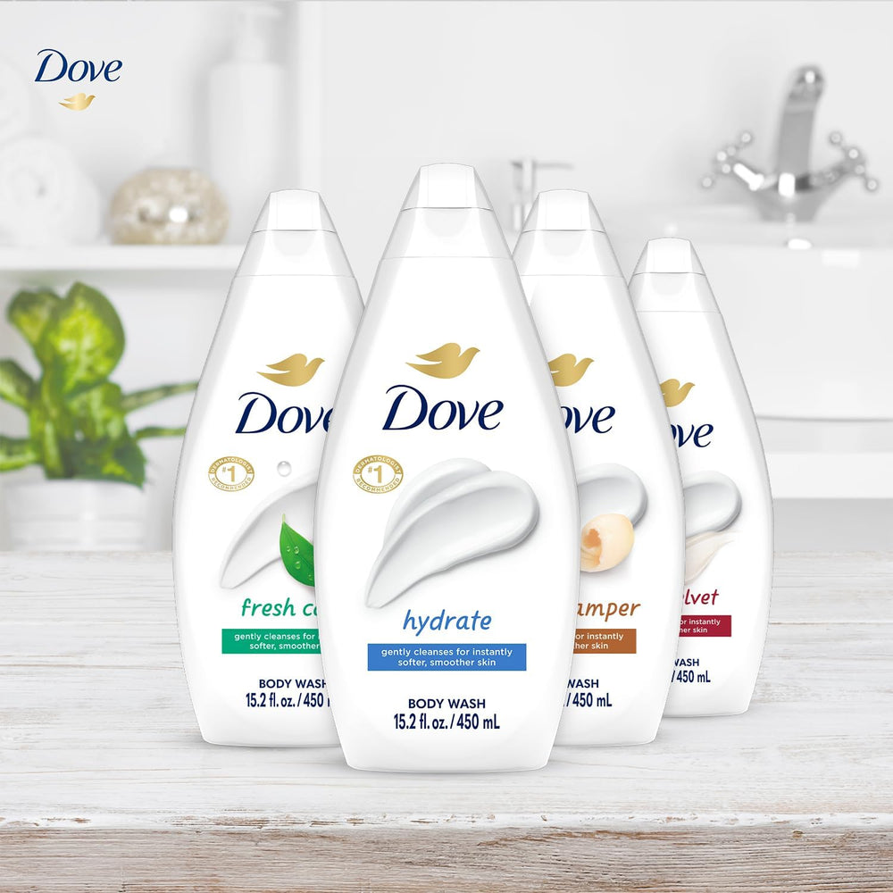 Dove body wash gentle pamper lather provides soft skin daily