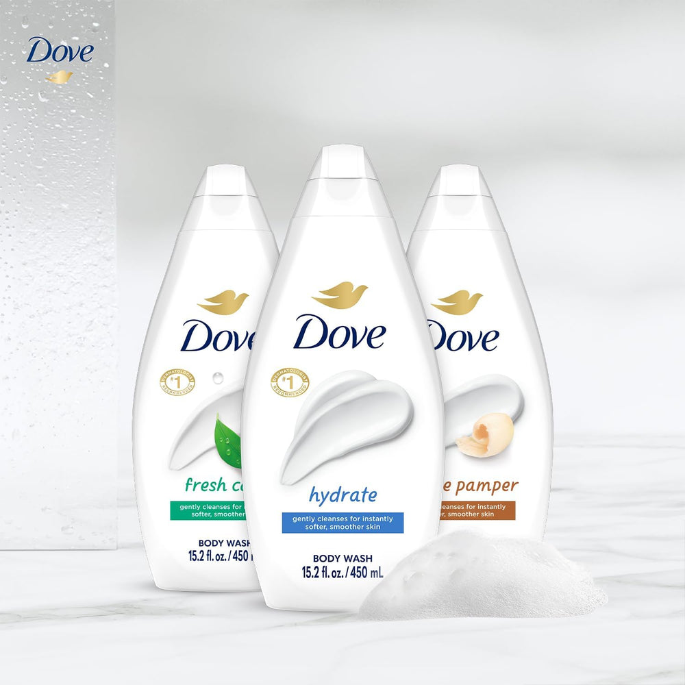 Dove Gentle Pamper suds close-up with soothing texture.