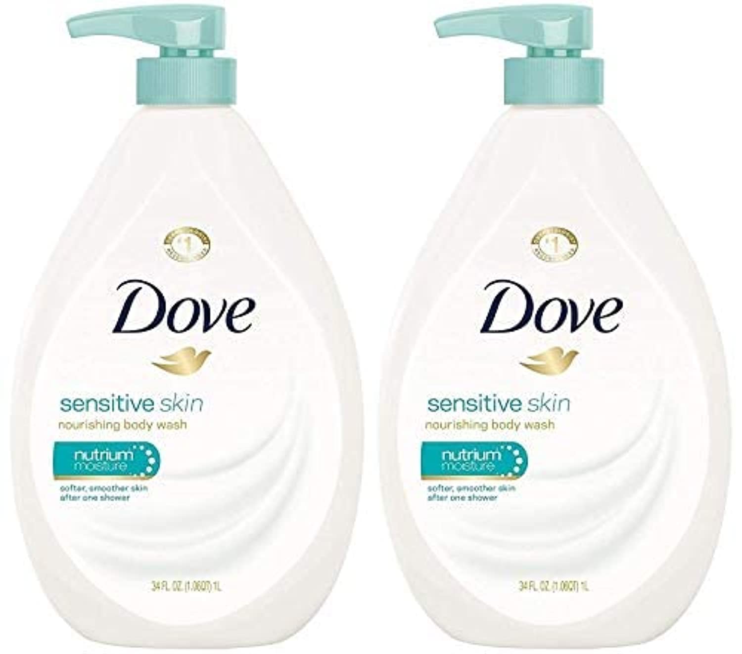 Dove Body Wash Sensitive Skin Pump bottle highlighting NutriumMoisture for deep hydration