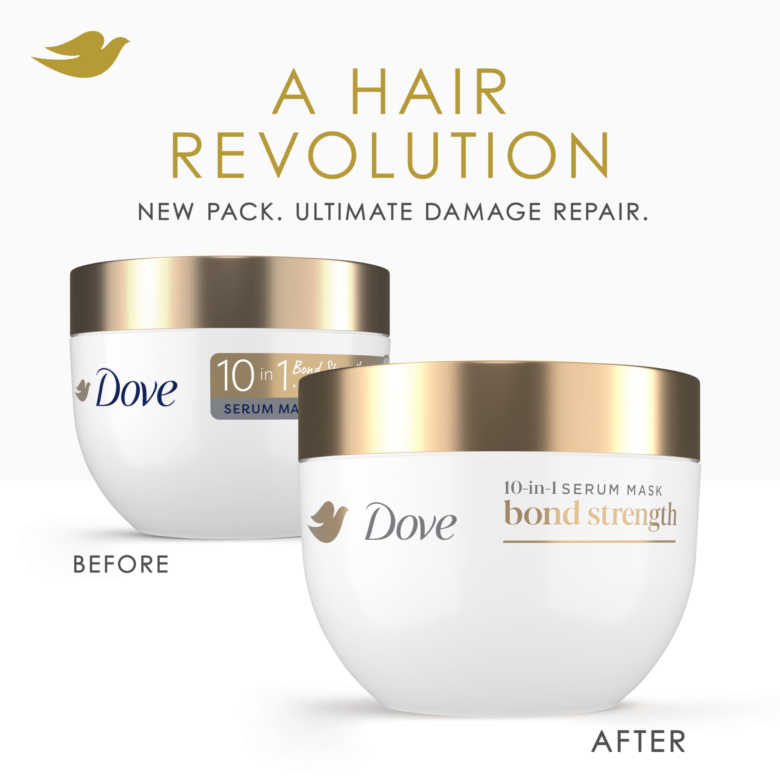Dove Bond Strength mask being worked through damp hair demonstrating mid-length to ends use
