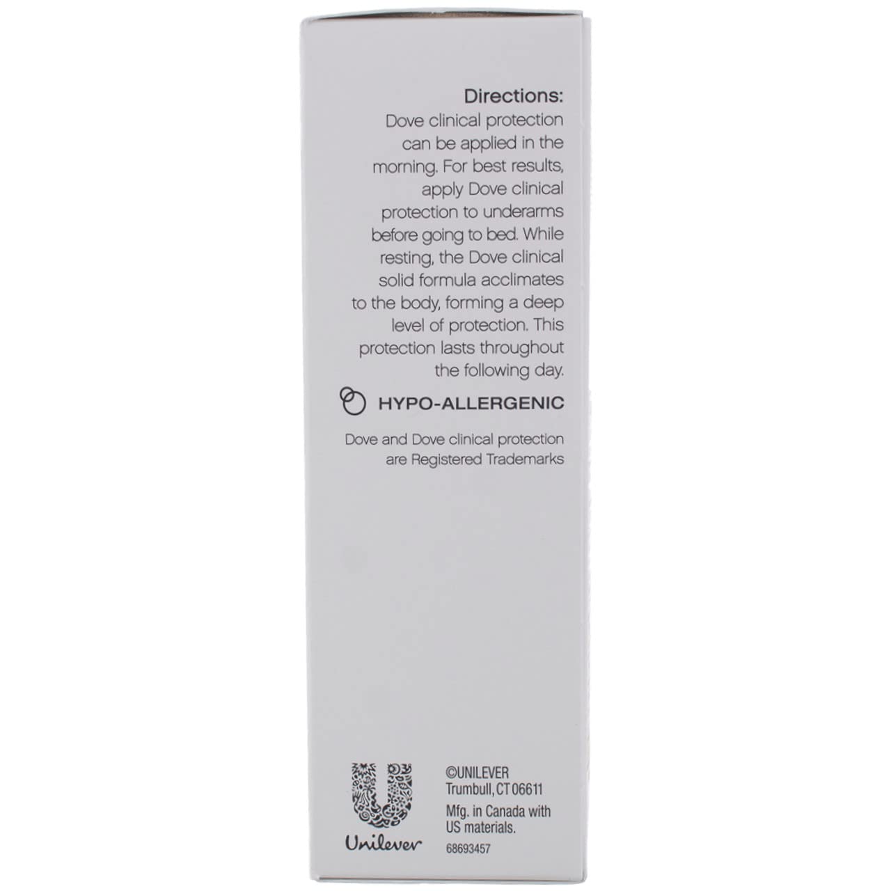 Dove Clinical Protection Original Clean packaging sideview highlighting compact design