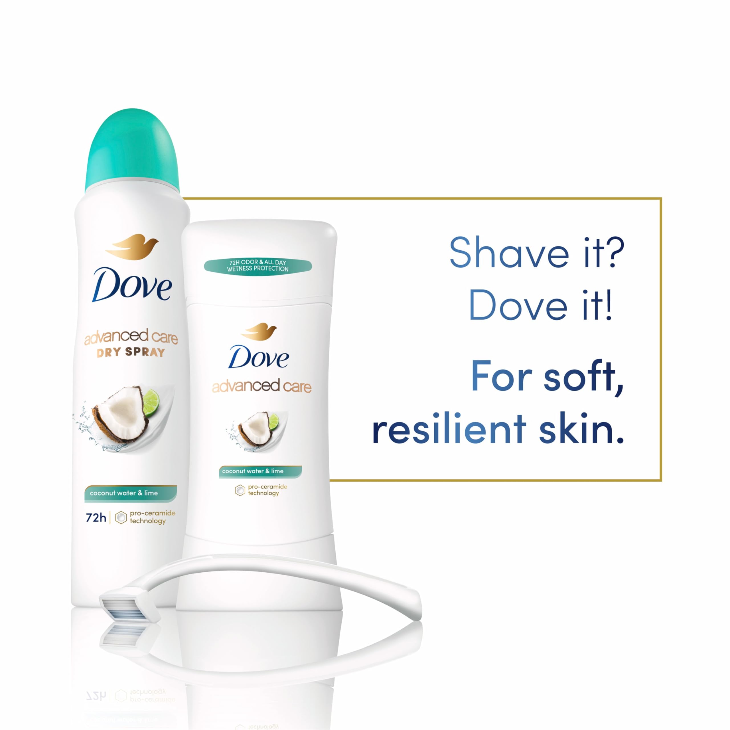 Dove Coconut Water & Lime fragrance close-up capturing refreshing citrus and creamy coconut scent.