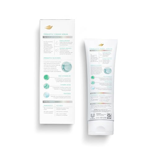 Dove Cream Serum texture swirl demonstrates lightweight, fast-absorbing formula for daily use.