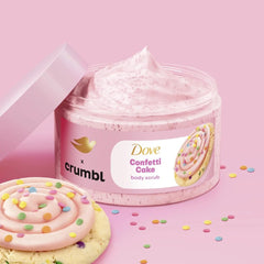 Dove Crumbl Confetti Cake packaging artwork evokes celebration and gifting vibe.