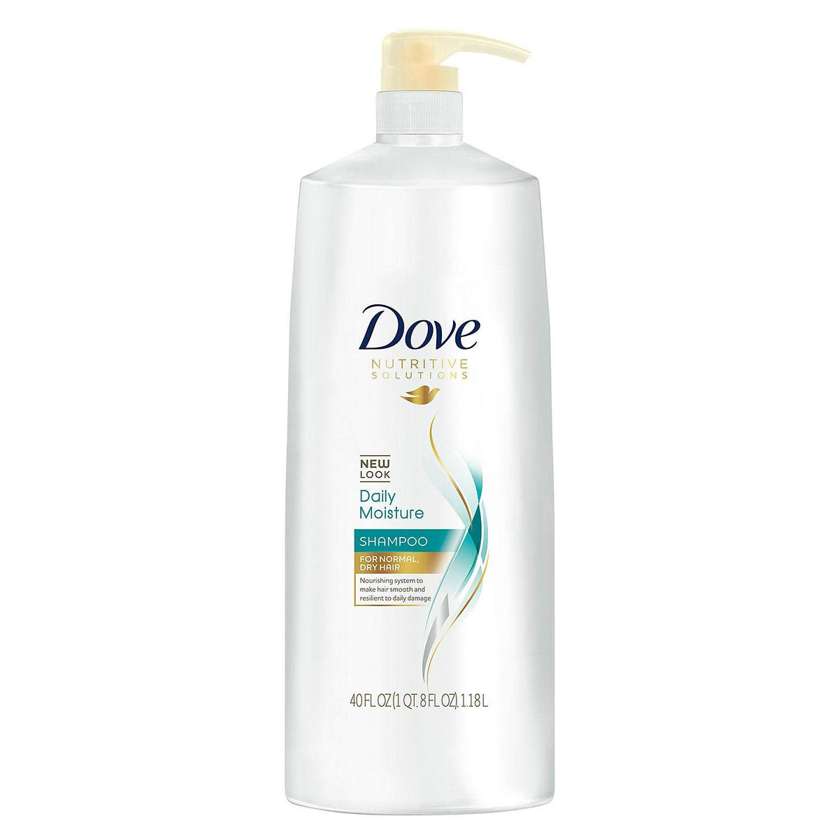 Dove Damage Therapy Daily Moisture shampoo bottle with pump, convenient daily hydration for hair